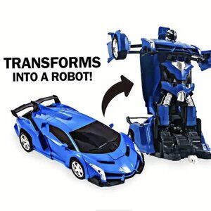 Remote Control Transform Car Robot with Lights RC Car 2.4Ghz 1:18 scale -blue-